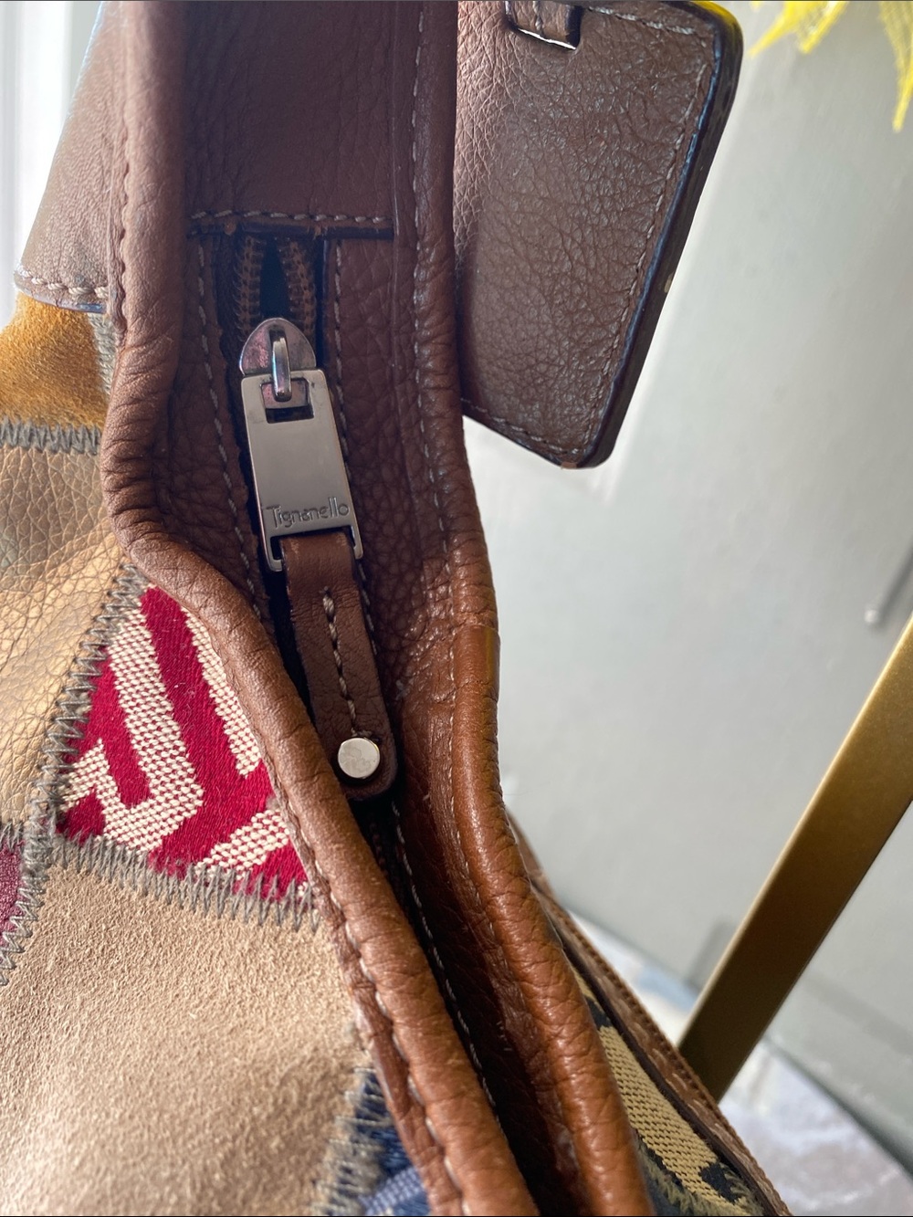 Tignanello Multicolor Patchwork Leather-Trim Shoulder Bag - Picture 8 of 14